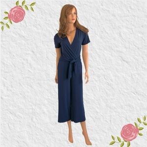 Banana Republic Blue Faux Wrap Jumpsuit